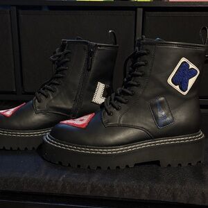 Karl Lagerfeld Paris Zip Up Combat Boots